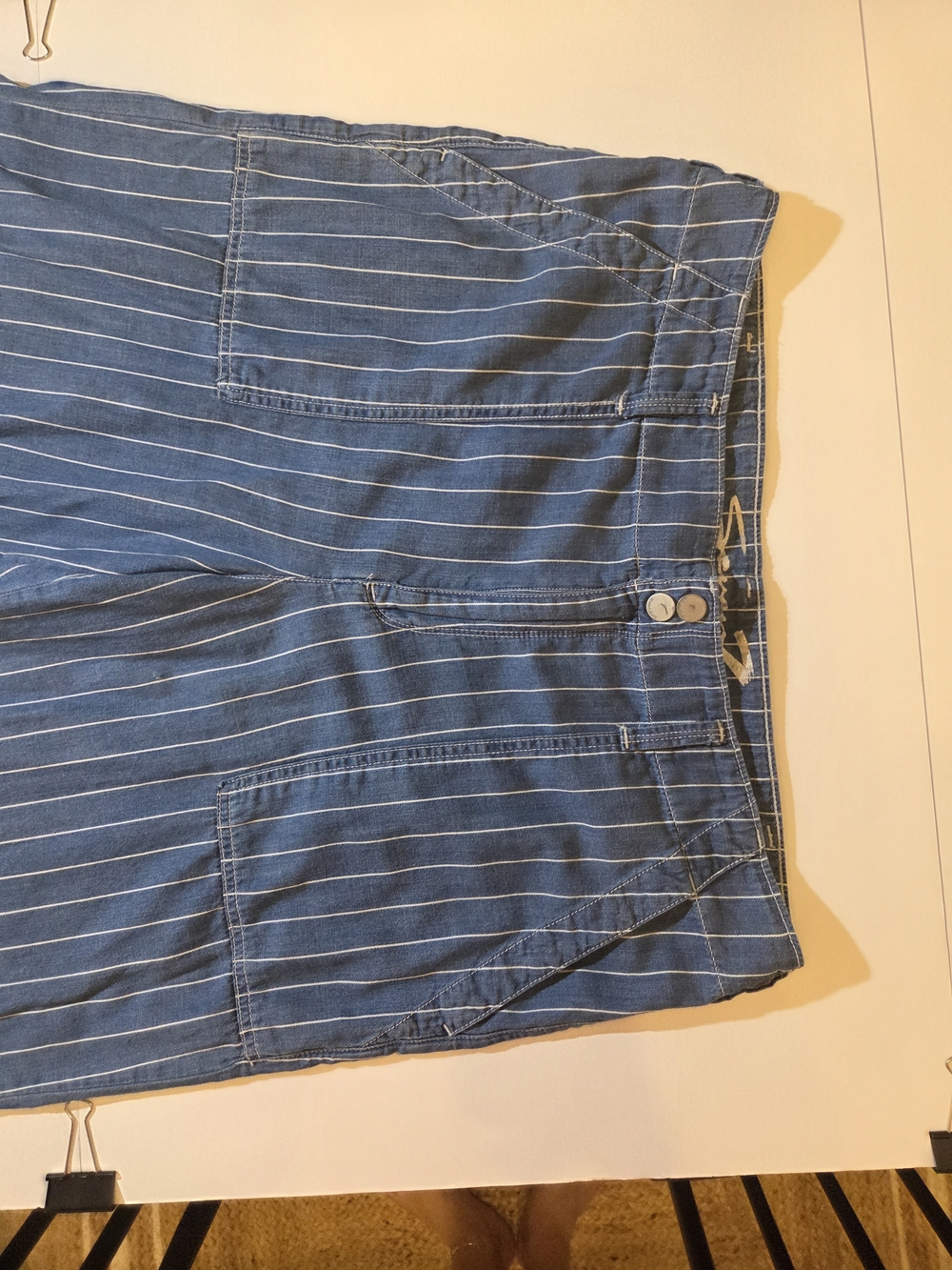 Seven7 Blue and White Pinstripe Wide-Leg Pants - Picture 3 of 11